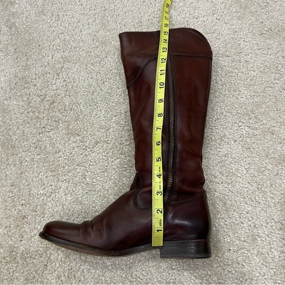 Frye Melissa Tab Red Brown Leather Tall Riding Boot Side Zip Women Size 6 B, - Picture 12 of 16